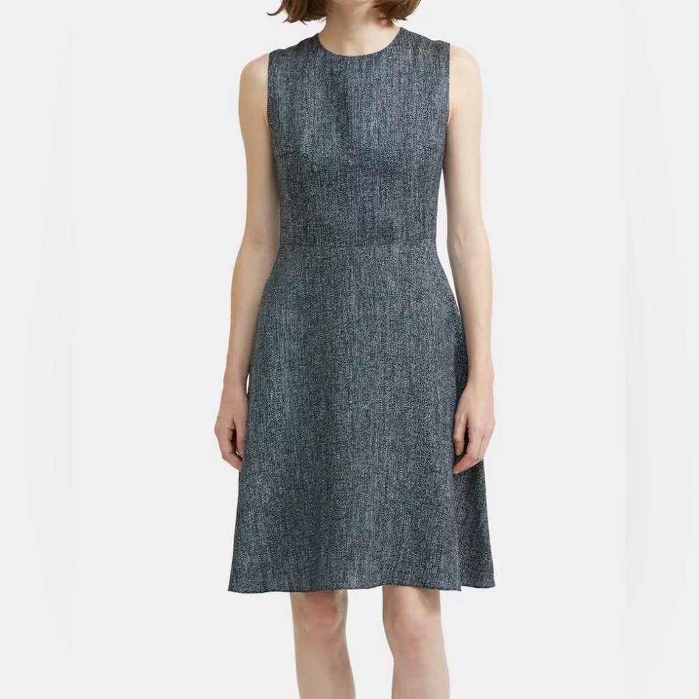 Theory Dart Mini Dress in Herringbone Linen Blend (size 12) NWT